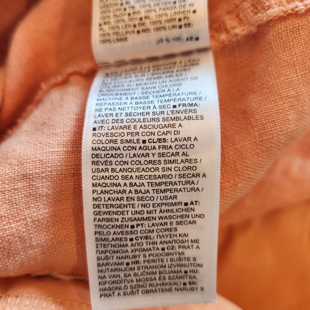 Athleta Cabo 100% Linen 4" Short Orange Size 8 Elastic Waist Drawstring Pockets - Picture 11 of 14
